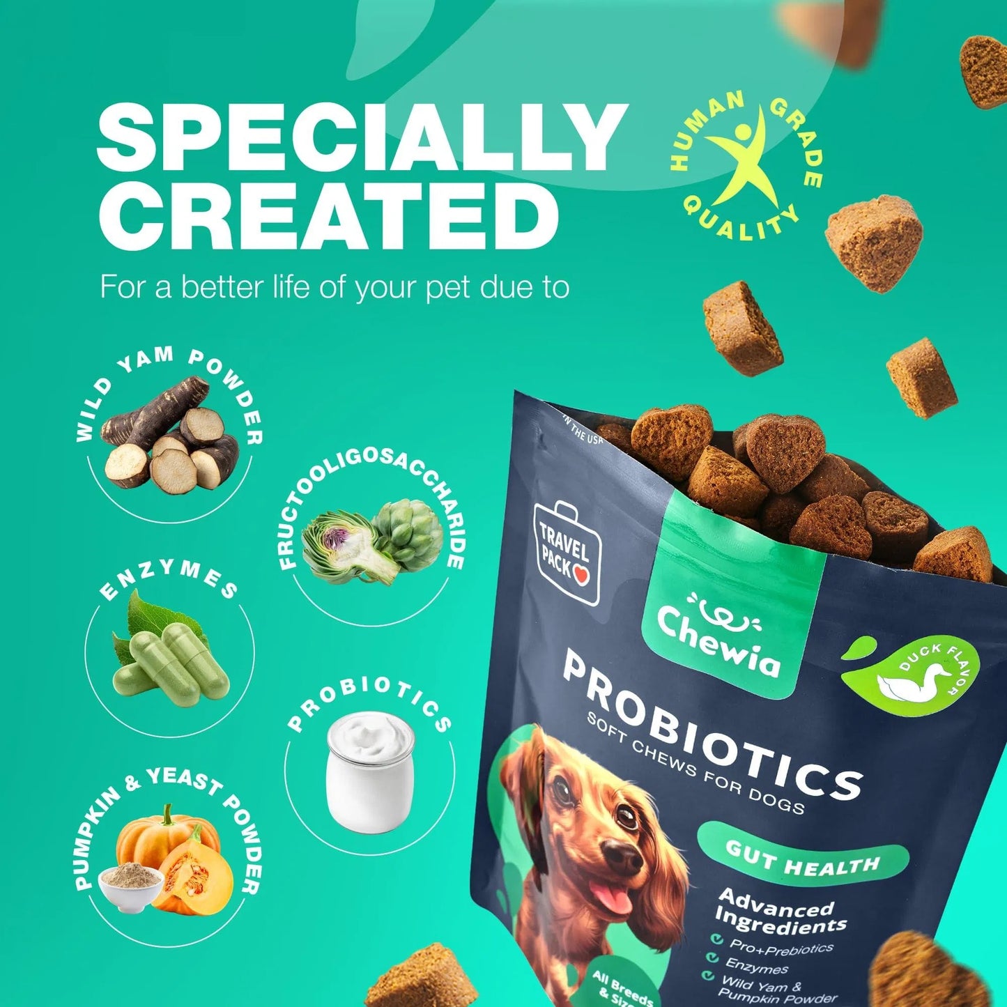 Probiotics For Dogs Support, Gut Health, Immunity, Yeast Balance, Itchy Skin Allergies