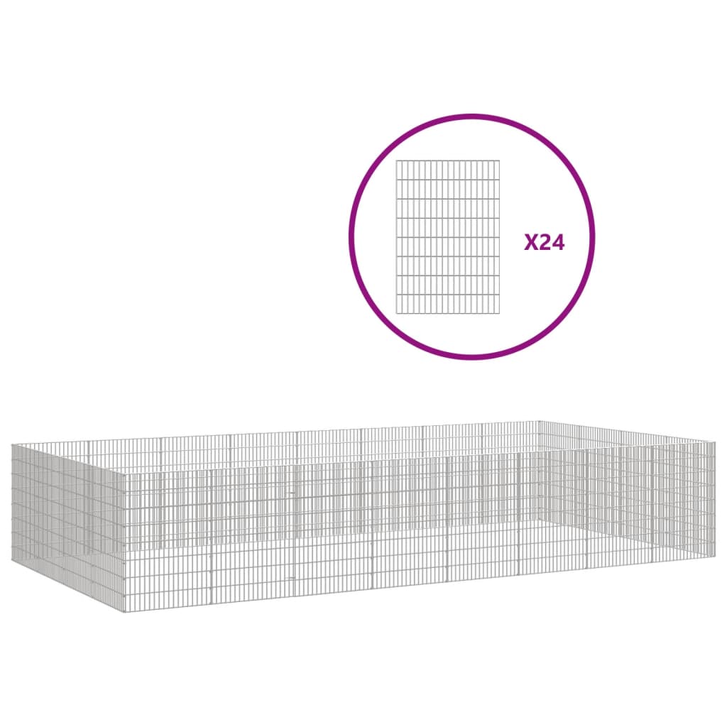 vidaXL Free Range Animal Enclosure 24-Panel 21.3"x31.5" Galvanized Iron
