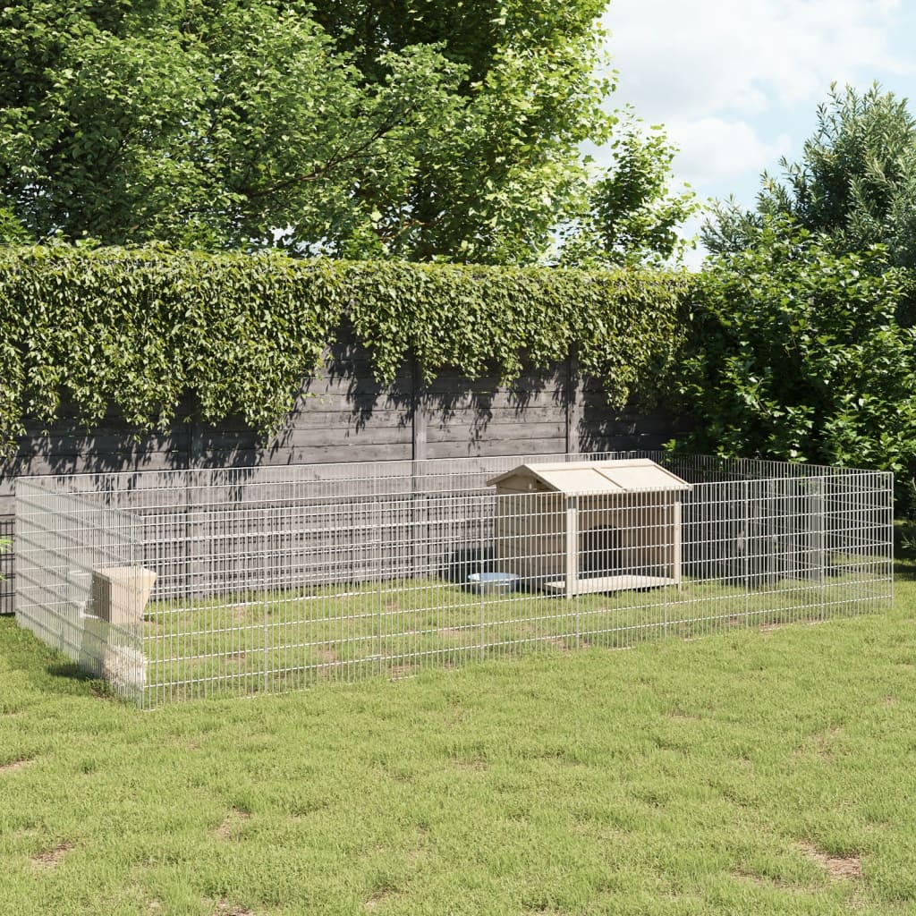 vidaXL Free Range Animal Enclosure 24-Panel 21.3"x31.5" Galvanized Iron