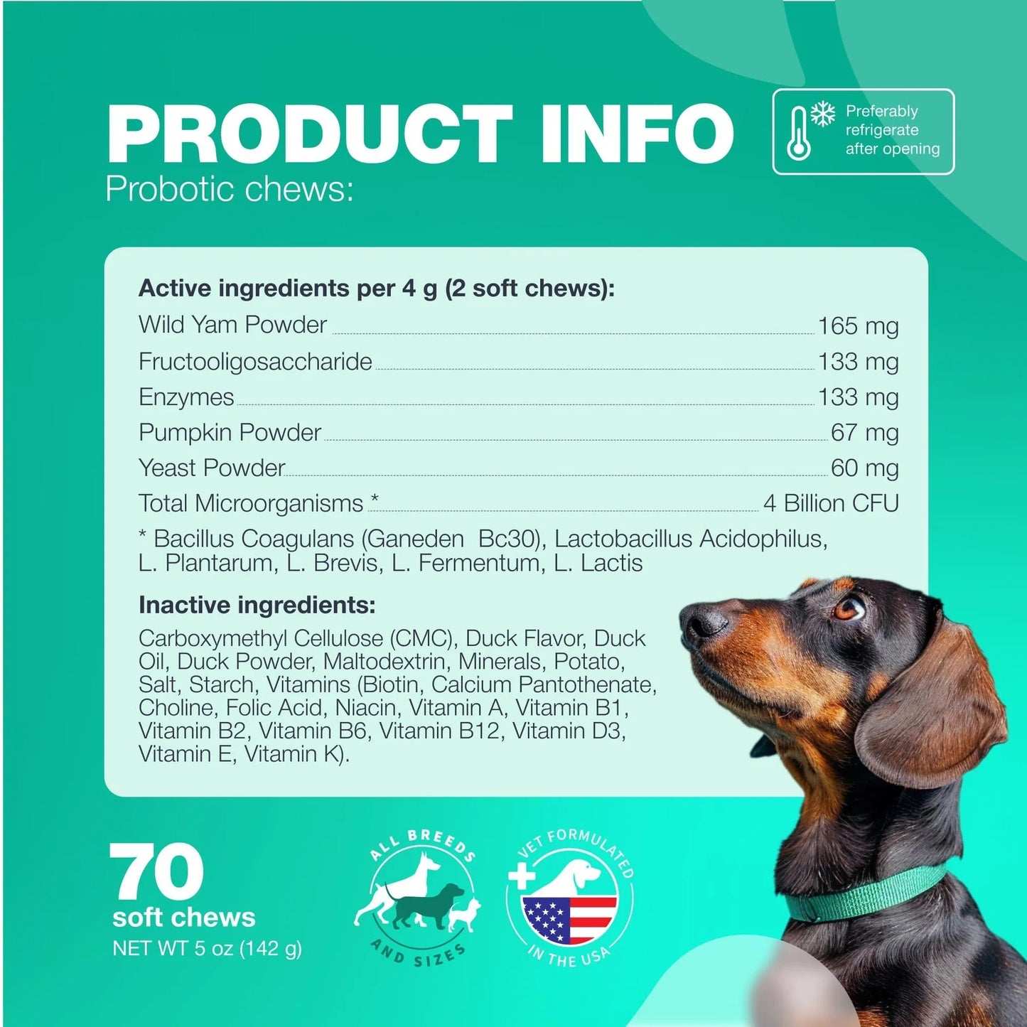 Probiotics For Dogs Support, Gut Health, Immunity, Yeast Balance, Itchy Skin Allergies