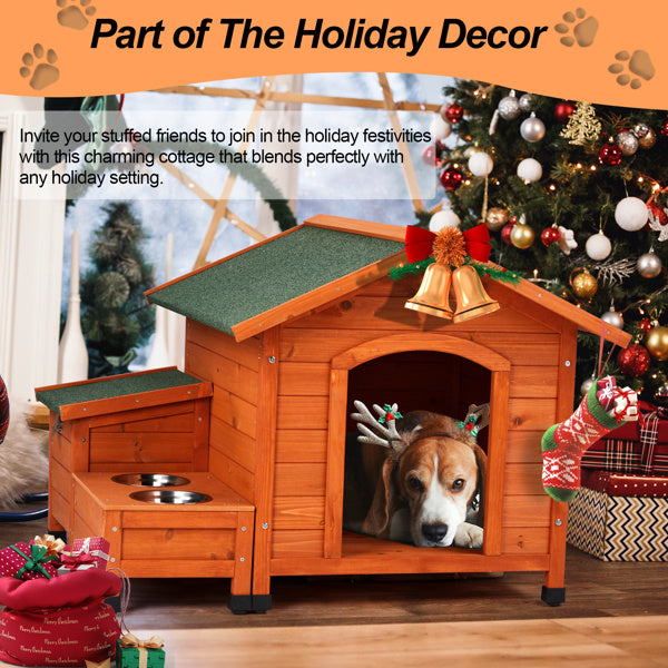 Green Asphalt Roof Golden Red Main Body Fir House Type Cat And Dog House
