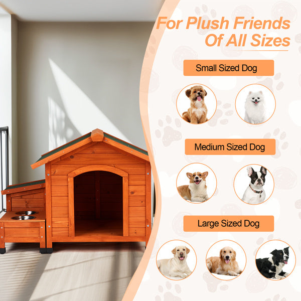 Green Asphalt Roof Golden Red Main Body Fir House Type Cat And Dog House