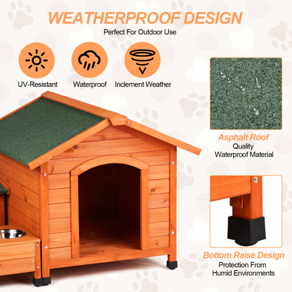 Green Asphalt Roof Golden Red Main Body Fir House Type Cat And Dog House