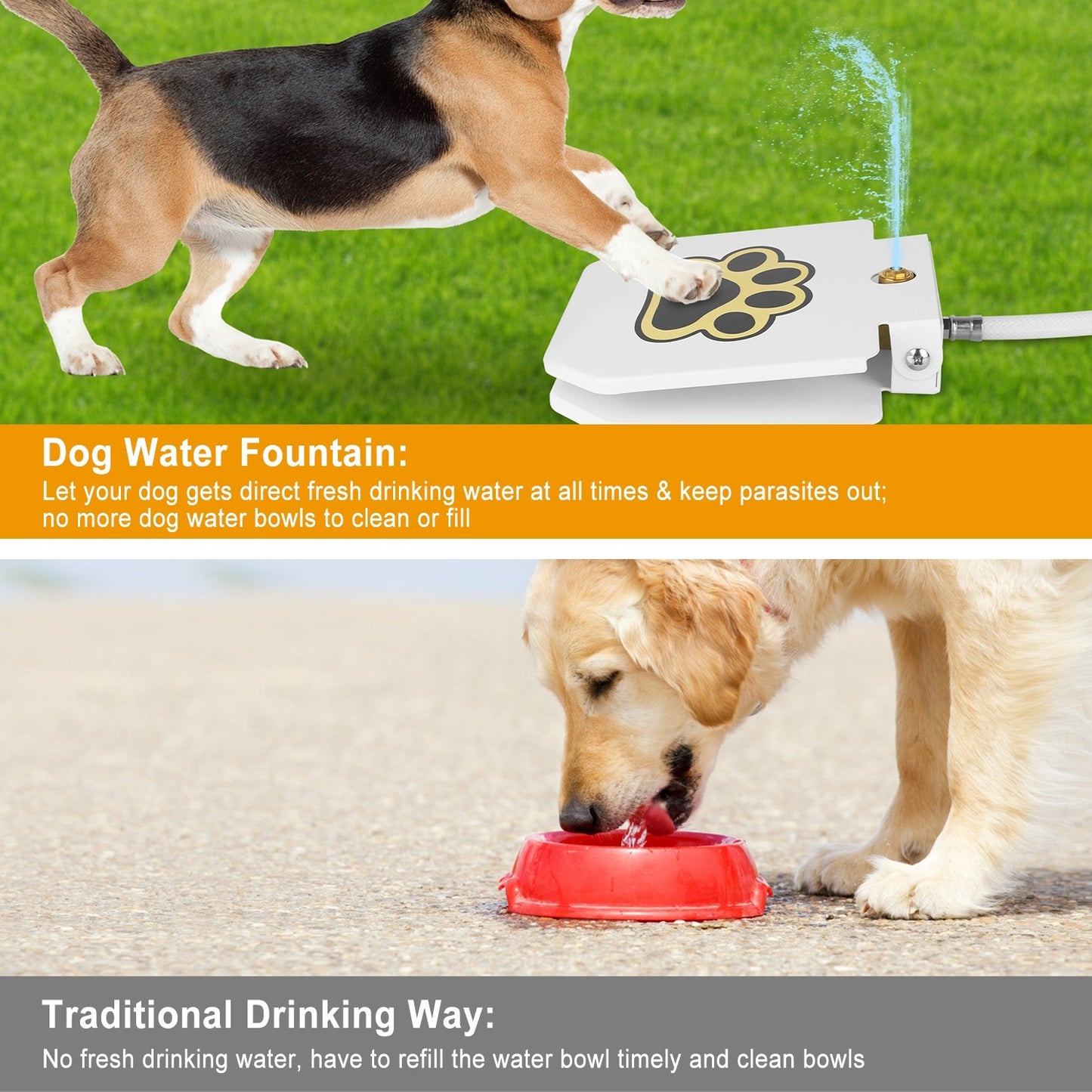 Step-on Activated Sprinkler With Interactive Paw Pedal Valve For Drinking Water
