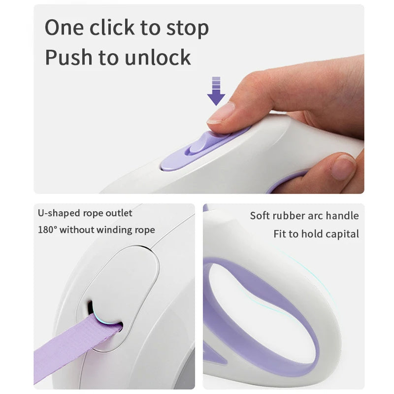 3 And 5M Dog Leash Light Retractable Pet Leads Traction Rope