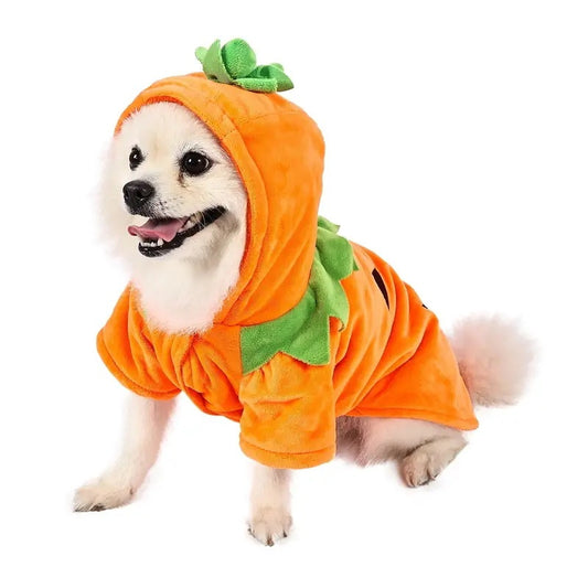 Dog Hoodie Cute Funny Halloween Style Pumpkin Cosplay Costume