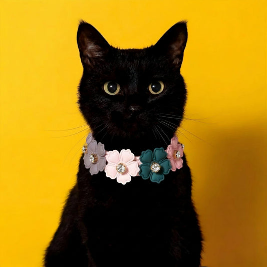 Dog Cat Collar Luxury Floral Leather Pet Collar