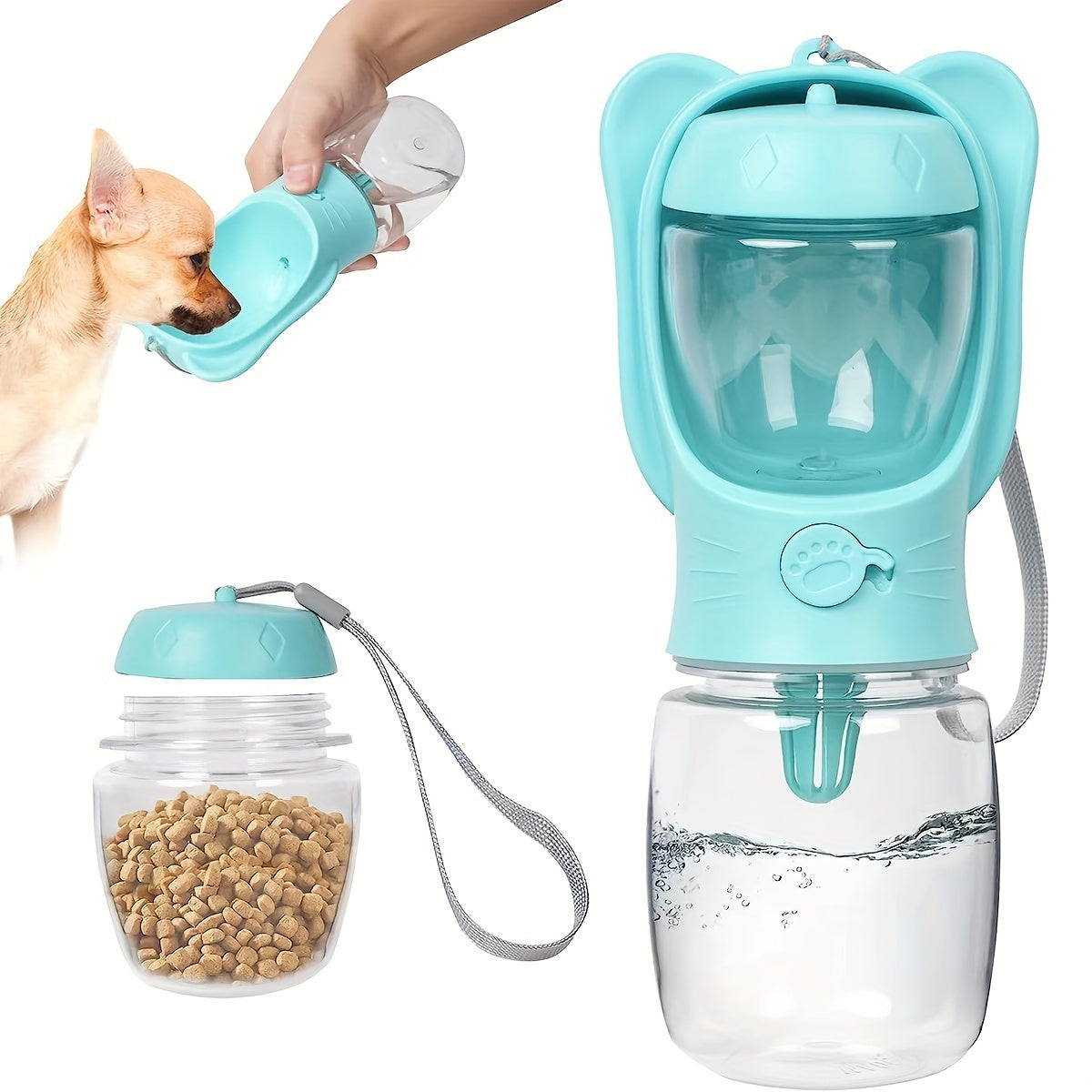 2 In 1 Dog Water Bottle With Food Container