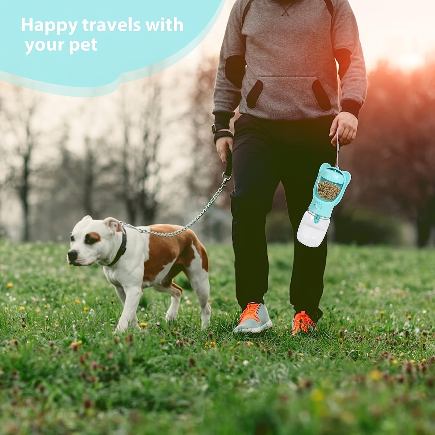 2 In 1 Dog Water Bottle With Food Container