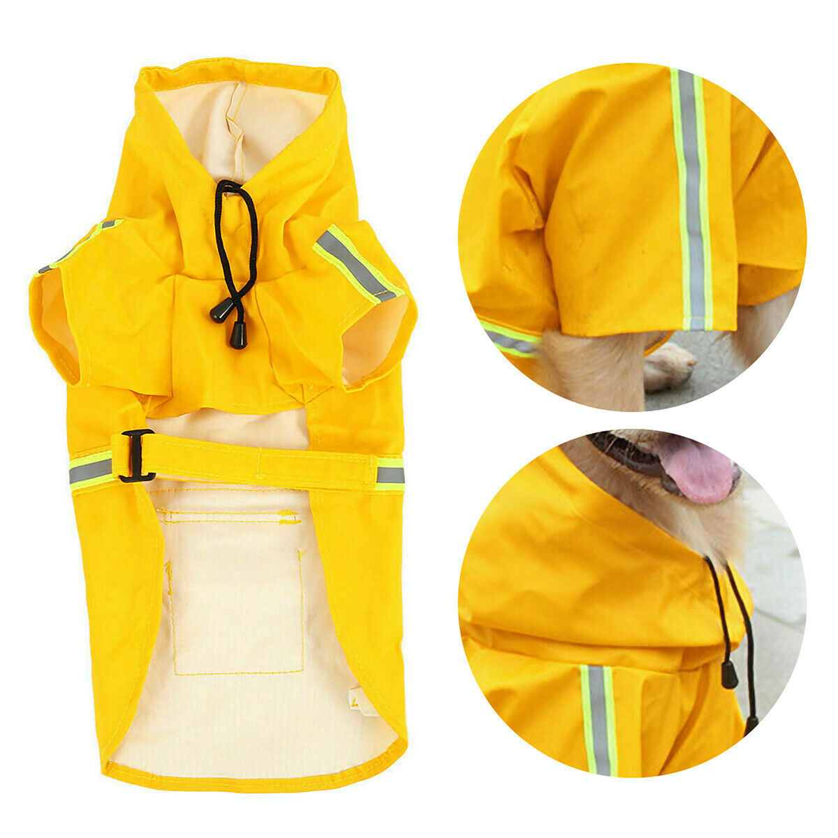 Waterproof Dog Rain Jacket With Safety Reflective Stripe
